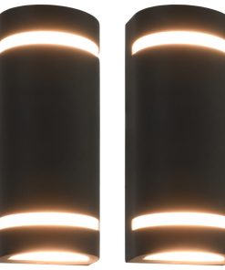 Vanjske zidne svjetiljke 2 kom 35 W crne poluokrugle