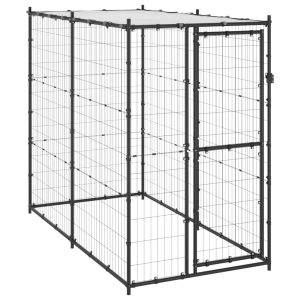 Vanjski kavez za pse s krovom čelični 110 x 220 x 180 cm