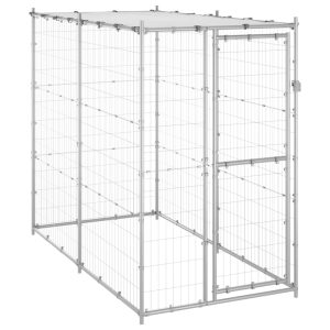 Vanjski kavez za pse s krovom pocinčani čelik 110x220x180 cm