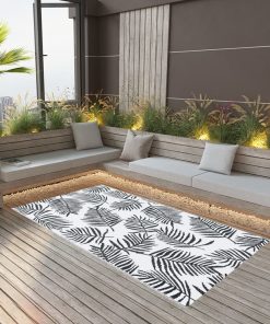 Vanjski tepih bijelo-crni 190 x 290 cm PP