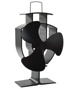 Ventilator za peć na toplinski pogon s 3 lopatice crni