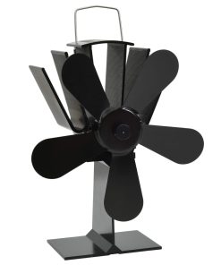 Ventilator za peć na toplinski pogon s 5 lopatica crni