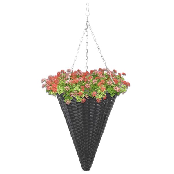 Viseće košare za cvijeće 2 kom od poliratana crne