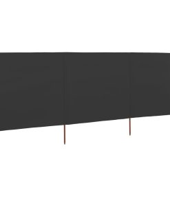 Vjetrobran s 3 panela od tkanine 400 x 120 cm antracit