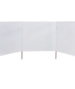Vjetrobran s 3 panela od tkanine 400 x 120 cm bijeli