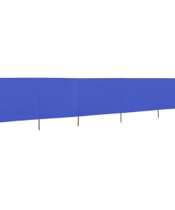 Vjetrobran s 5 panela od tkanine 600 x 120 cm azurno plavi