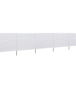 Vjetrobran s 5 panela od tkanine 600 x 120 cm pješčano bijeli