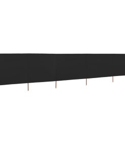Vjetrobran s 5 panela od tkanine 600 x 160 cm crni