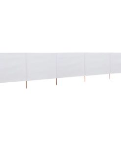 Vjetrobran s 5 panela od tkanine 600 x 80 cm pješčano bijeli