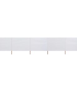 Vjetrobran s 5 panela od tkanine 600 x 80 cm pješčano bijeli