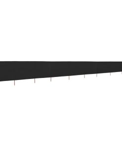 Vjetrobran s 9 panela od tkanine 1200 x 160 cm crni