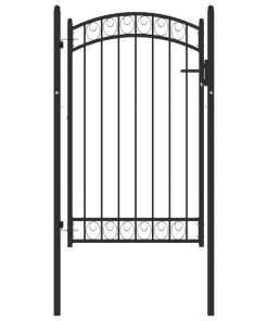 Vrata za ogradu s lučnim vrhom čelična 100 x 150 cm crna