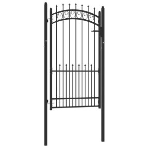Vrata za ogradu sa šiljcima čelična 100 x 175 cm crna