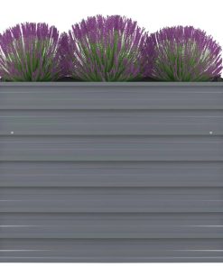 Vrtna Visoka Posuda za Biljke 100x100x77 cm Pocinčani čelik Siva boja