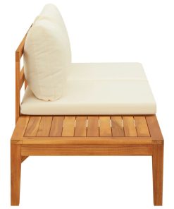 Vrtna klupa sa stolićem i krem bijelim jastucima drvo bagrema
