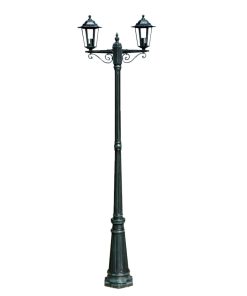 Vrtna stupna svjetiljka 215 cm tamnozelena/crna aluminijska