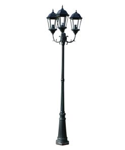 Vrtna stupna svjetiljka 3-lanterne 230 cm tamno zelena/crna