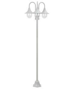 Vrtna trostruka stupna svjetiljka od aluminija E27 220 cm bijela