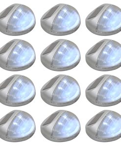 Vrtne solarne zidne svjetiljke LED 12 kom okrugle srebrne