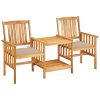 Vrtne stolice s čajnim stolićem i jastucima od bagremovog drva