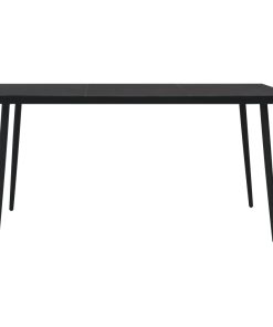 Vrtni blagovaonski stol crni 150 x 80 x 74 cm čelik i staklo