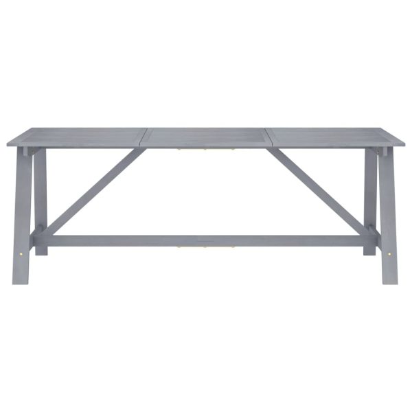 Vrtni blagovaonski stol sivi 206x100x74 cm masivno drvo bagrema