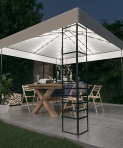 Vrtni šator s LED svjetlosnim trakama 3 x 3 m bijeli