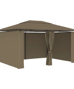 Vrtni šator sa zavjesama 4 x 3 m smeđe-sivi 180 g/m²