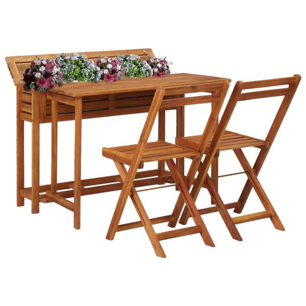 Vrtni stol sa sadilicom i 2 bistro stolice masivno drvo bagrema