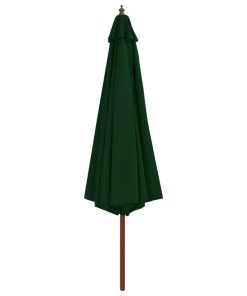 Vrtni suncobran s drvenom šipkom 350 cm zeleni