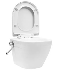 Zidna toaletna školjka bez ruba s bideom keramička bijela