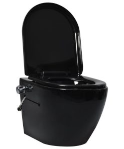 Zidna toaletna školjka bez ruba s bideom keramička crna