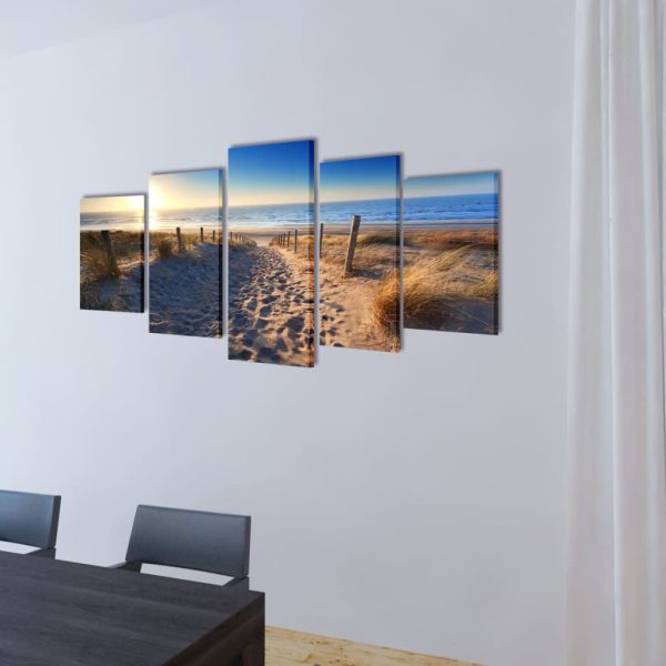 Zidne slike na platnu s printom pješčane plaže 200 x 100 cm