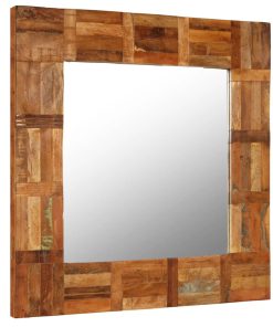 Zidno ogledalo od masivnog obnovljenog drva 60 x 60 cm