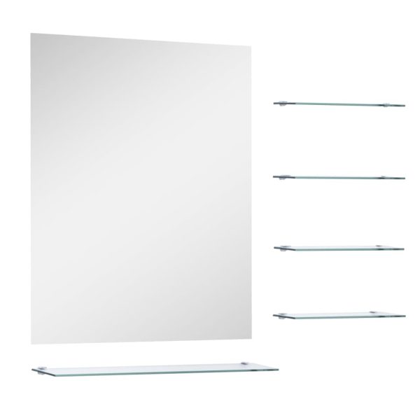 Zidno ogledalo s 5 polica srebrno 50 x 60 cm