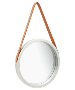 Zidno ogledalo s remenom 40 cm srebrno