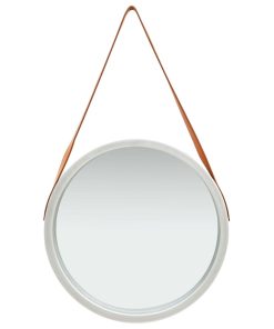Zidno ogledalo s remenom 50 cm srebrno