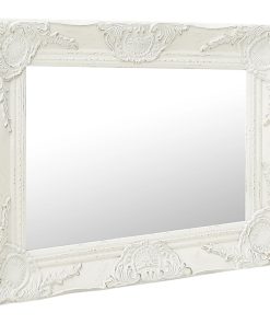 Zidno ogledalo u baroknom stilu 50 x 40 cm bijelo