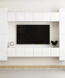 10-dijelni set TV ormarića visoki sjaj bijeli od iverice