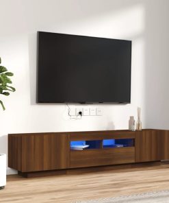 2-dijelni set TV ormarića LED boja smeđi hrast hrasta drveni