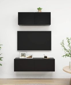 2-dijelni set TV ormarića od iverice crni