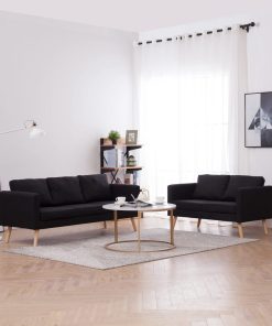 2-dijelni set sofa od tkanine crni