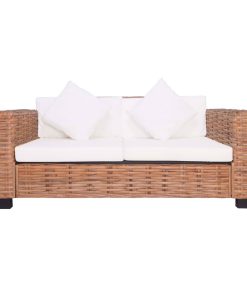 2-dijelni set vrtnih sofa od prirodnog ratana s jastucima