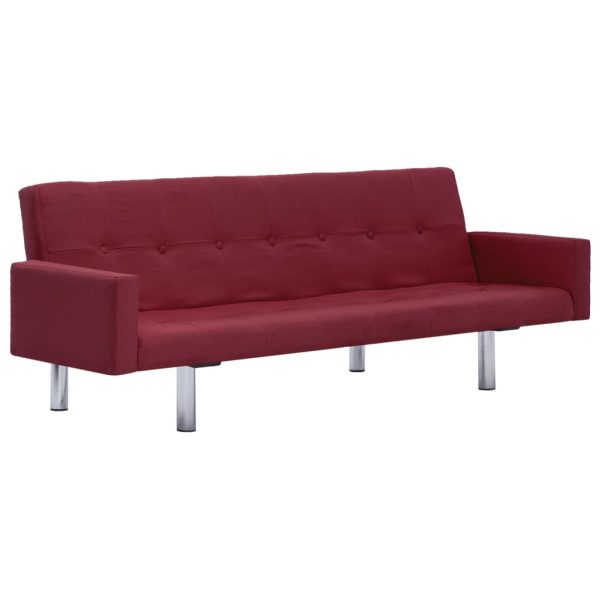 282225 Sofa Bed with Armrest Wine Red Polyester
