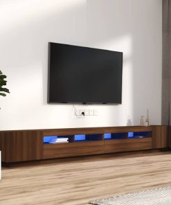 3-dijelni set TV ormarića LED boja smeđi hrast hrasta drveni