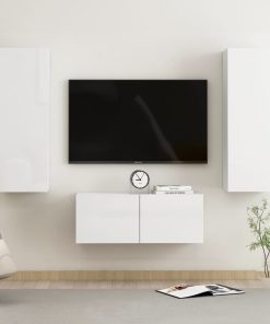 3-dijelni set TV ormarića visoki sjaj bijeli od iverice