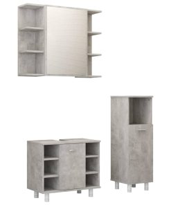 3-dijelni set kupaonskog namještaja od iverice siva boja betona