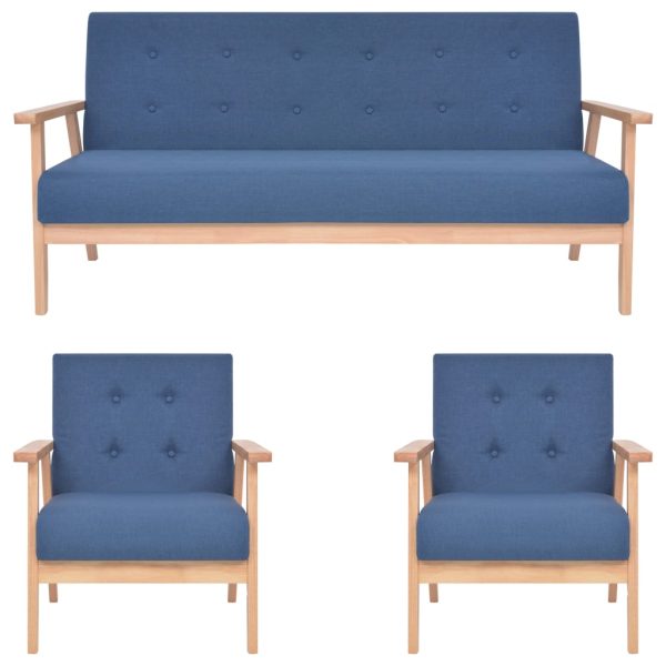 3-dijelni set sofa od tkanine plavi