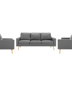 3-dijelni set sofa od tkanine svjetlosivi
