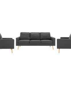 3-dijelni set sofa od tkanine tamnosivi